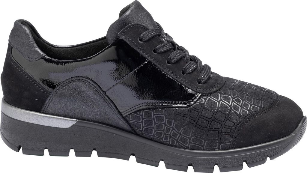 Waldläufer K-Ramona Sneaker, Nubukleder / Stretch / Lack, schwarz, Weite K 626K02-413-001 38