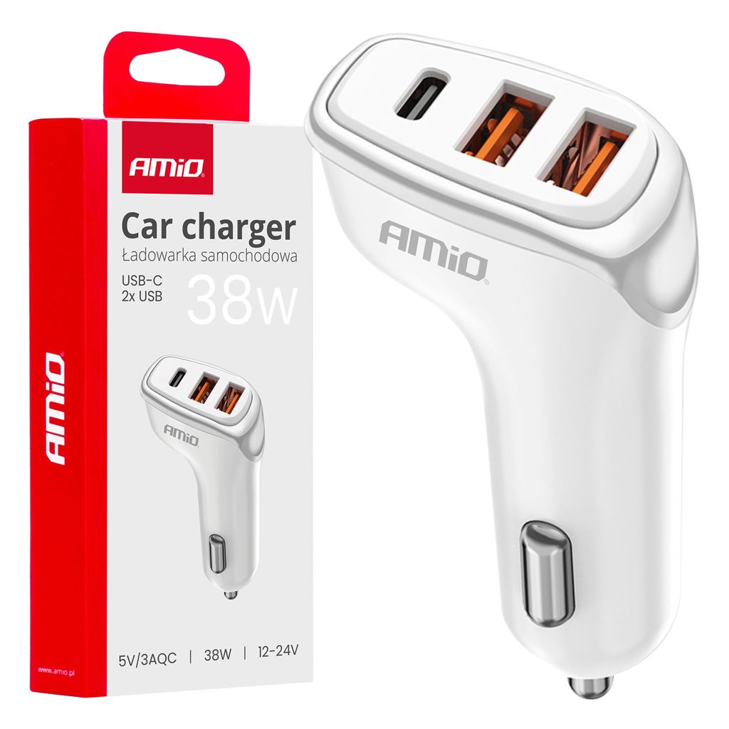 Nabíječka do auta 2x USB-A +USB-C 38W FAST QC ELEGANTNÍ Obrázek produktu 