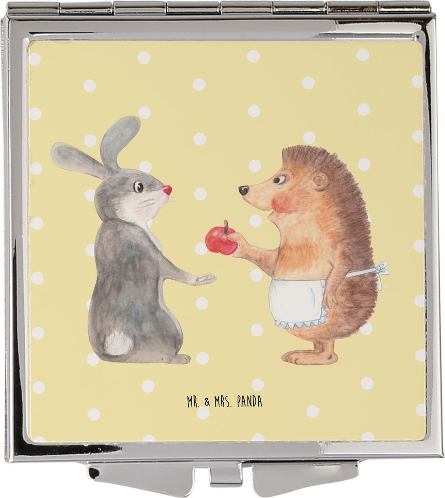 Mr. & Mrs. Panda Schminkspiegel Hase Igel - Gelb Pastell - Geschenk, Tiermotive, Handspiegel, Herzschmerz, Trösten, Klappbarer Spiegel, und, Liebe...