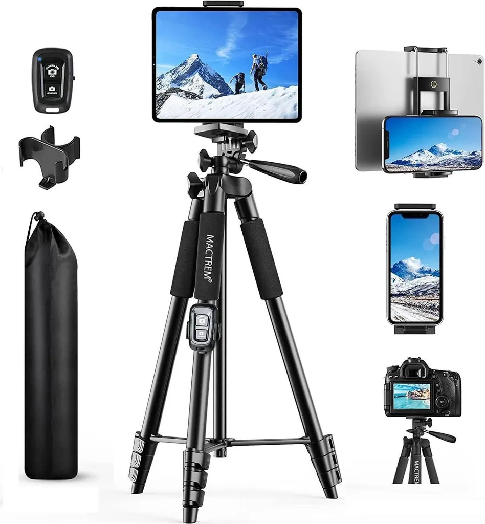 Trépied Smartphone 165cm Anti-Vibration pour Vidéos et Photos Stables
