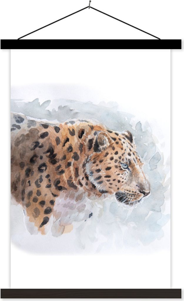 MuchoWow Textilposter Leopard - Aquarell - Tiere 120x180 cm mit schwarzem Rahmen - Fotos