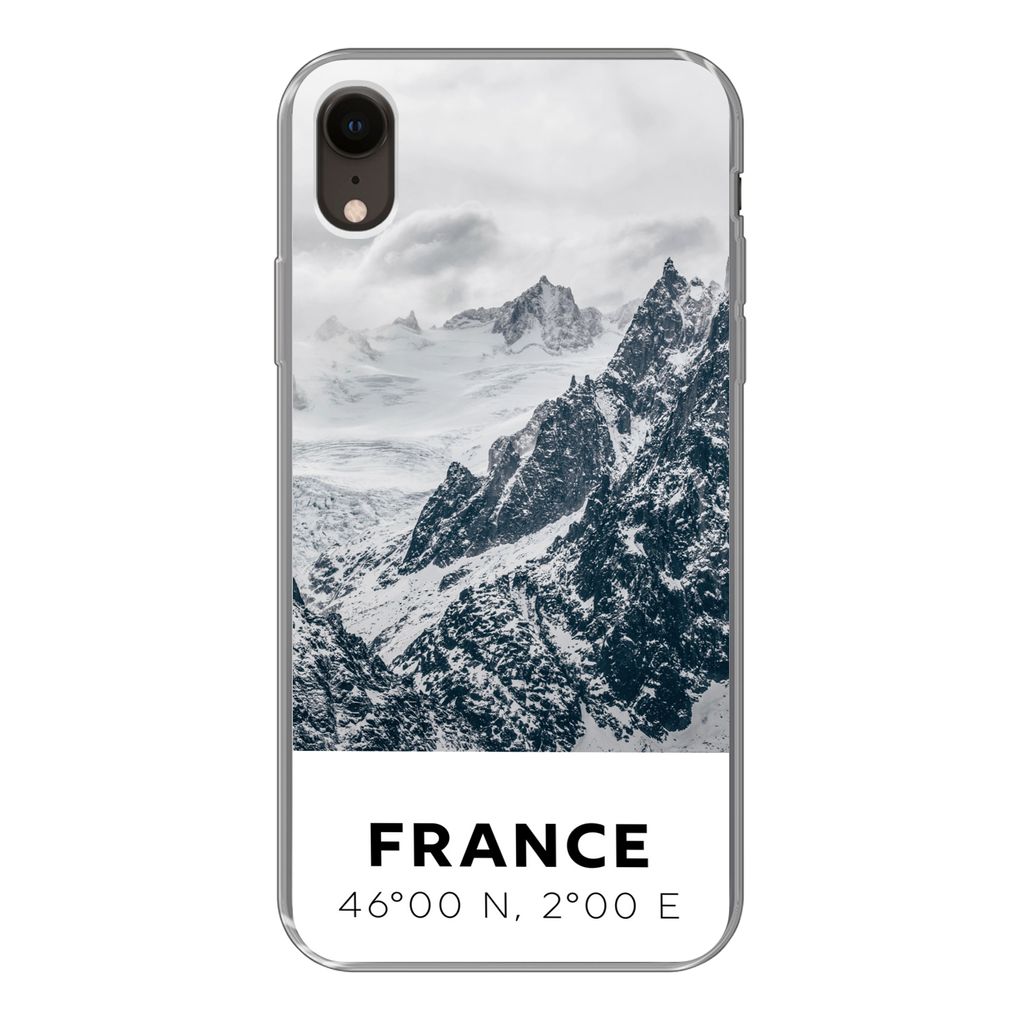 MuchoWow Handyhülle Schutzhülle Hülle für iPhone XR Frankreich - Berge - Schnee Silikon Softcase Handy Hülle - Schutzdeckel