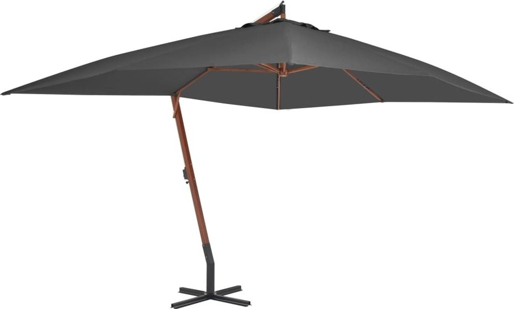 Ampelschirm mit Holz-Mast 400x300 cm Anthrazit