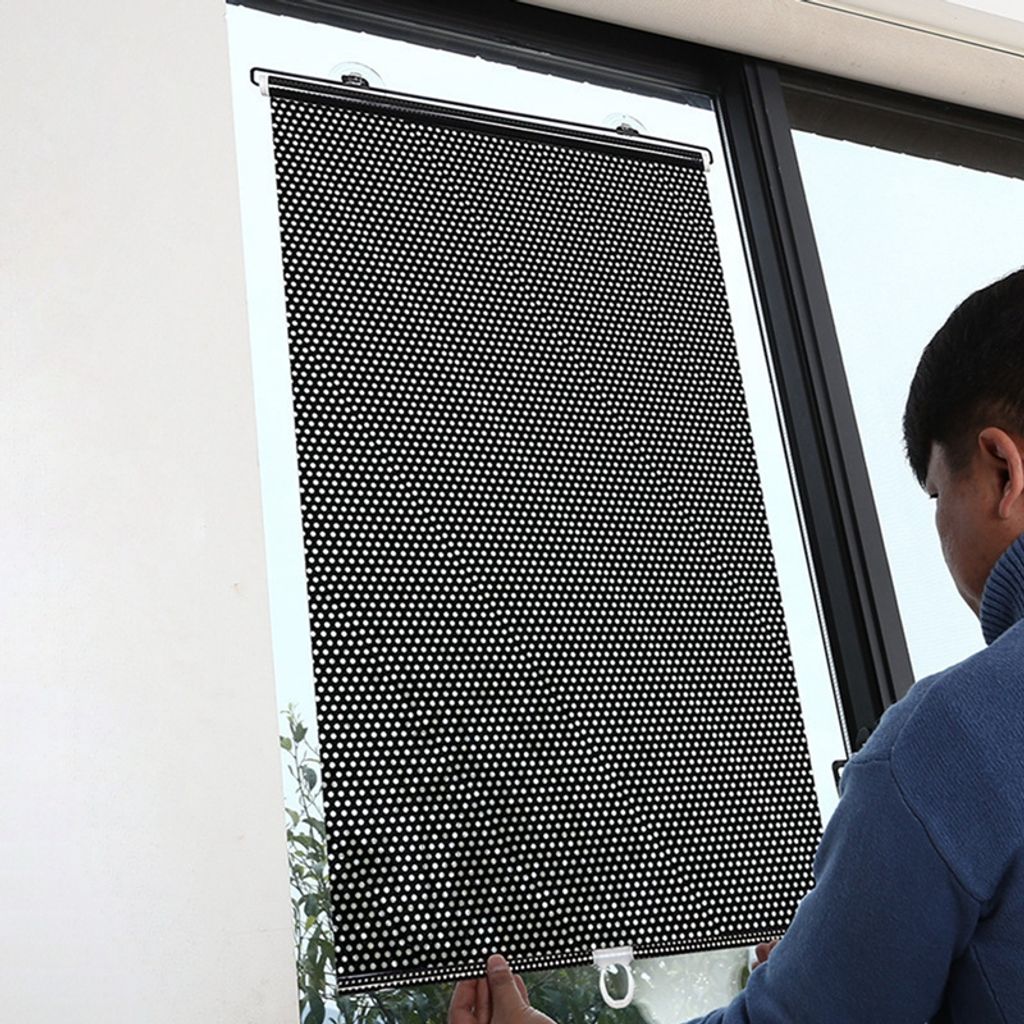 1 x Balkonfenster-Saugnapf-Sonnenschutz-Rollos, einziehbares