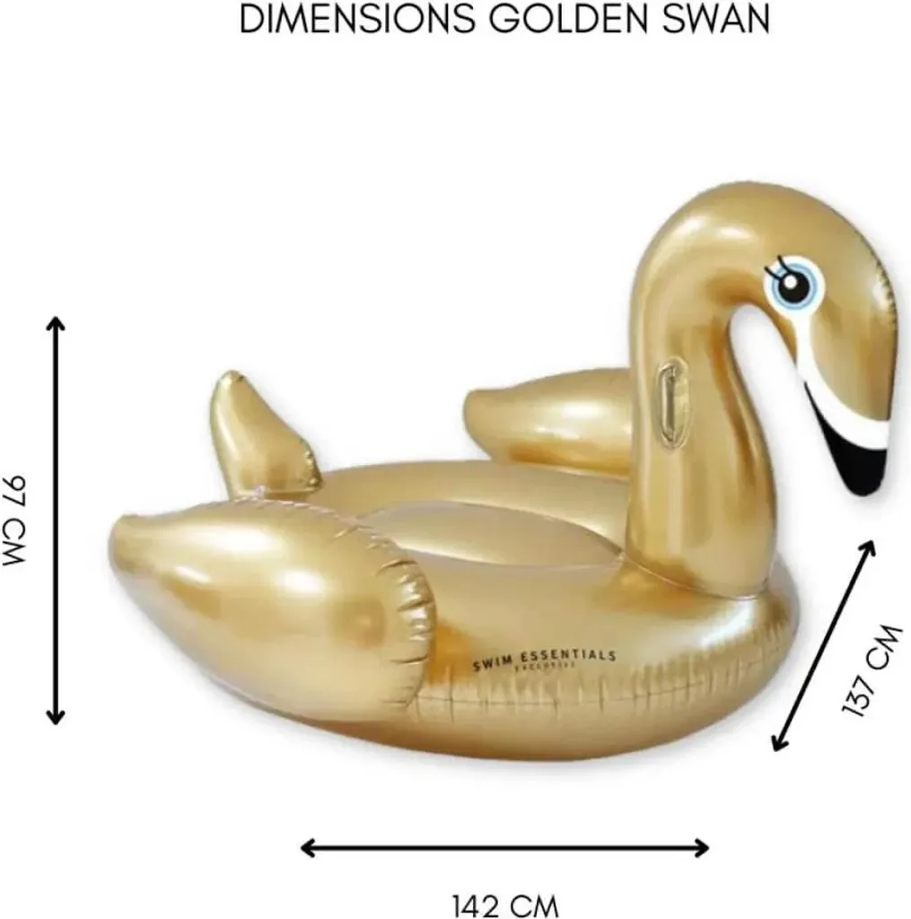 Bouée Géante Cygne Or Swim Essentials 150cm - Matelas de Piscine Chic