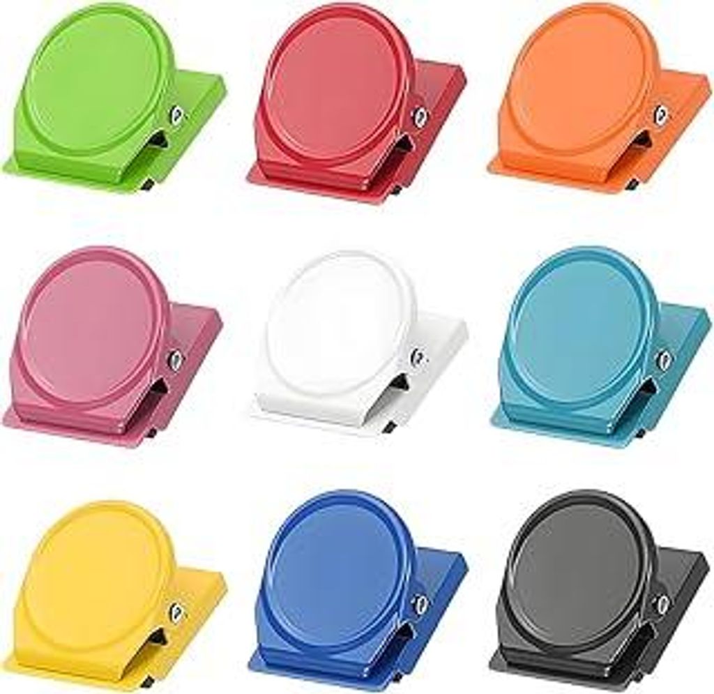 9 Stück Magnetklammern, Magnete mit Klammern für Kühlschrank, Whiteboard, Magnettafel, Büro, Zuhause, Küche, Schule, Magnetische Memo Hinweis ...