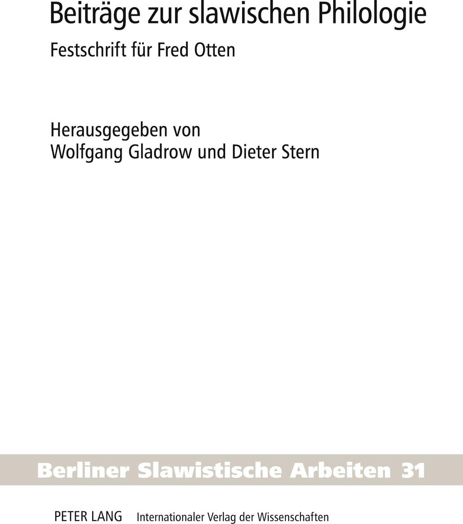 Beiträge zur slawischen Philologie