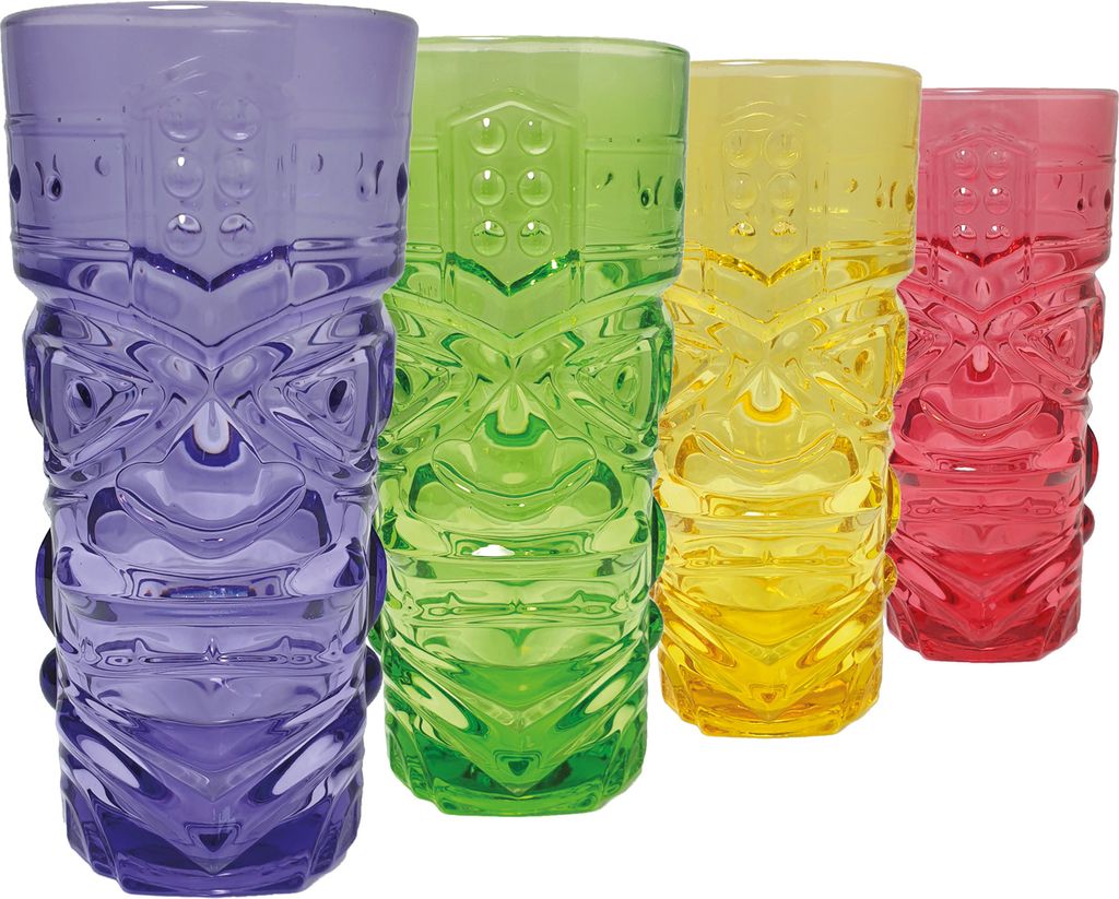 Tiki Gläser in verschiedenen Farben im 4er Set Produktbild 