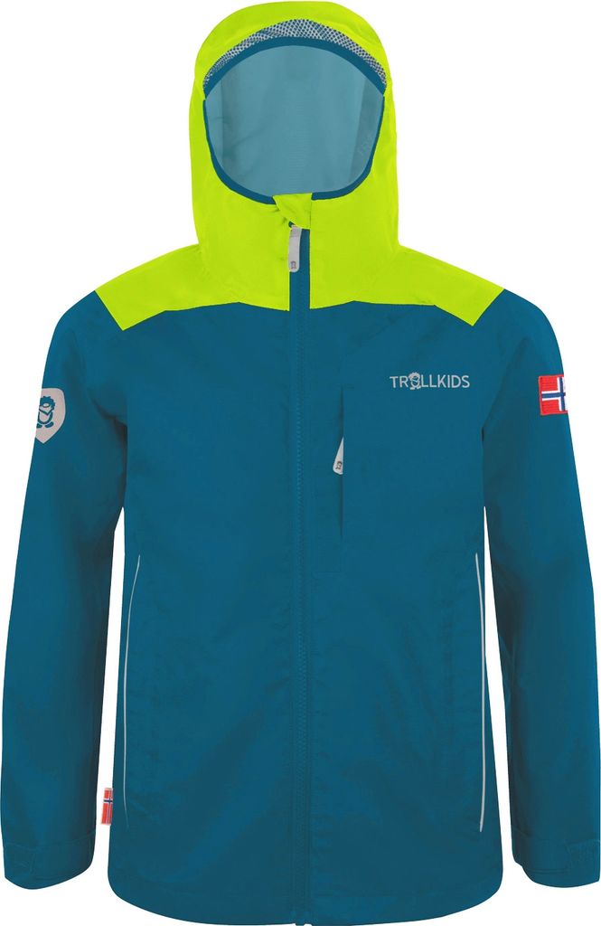 Trollkids Kinder Bergen Regenjacke petrol/lime 116
