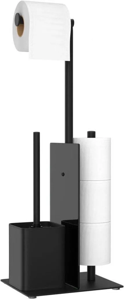 Porte-balai WC noir mat en acier inoxydable, fixation murale incluse
