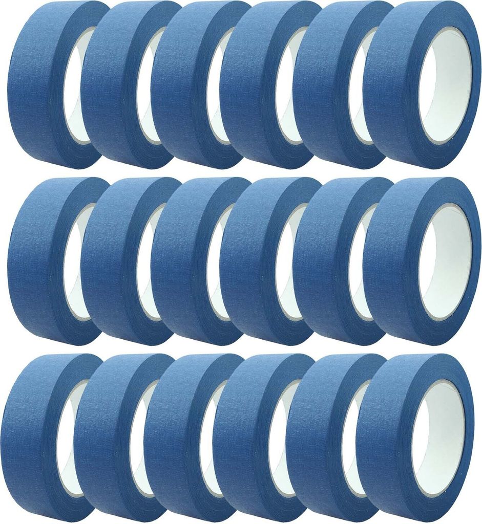 18 Rollen Premium Feinkreppband Blau 25mm x 50m – Saubere Farbkanten leicht gemacht, für Innen- & Außenbereich