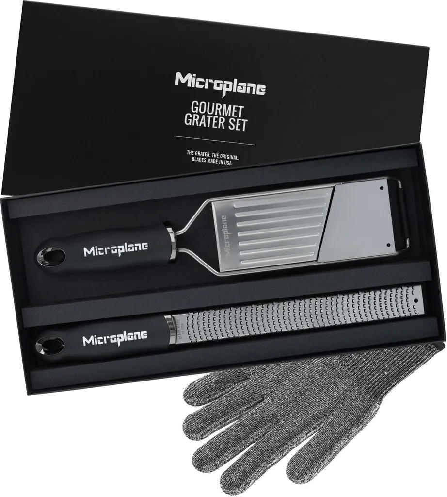 Set Grattugie MICROPLANE Gourmet 3 Pezzi con Guanto Anti-taglio