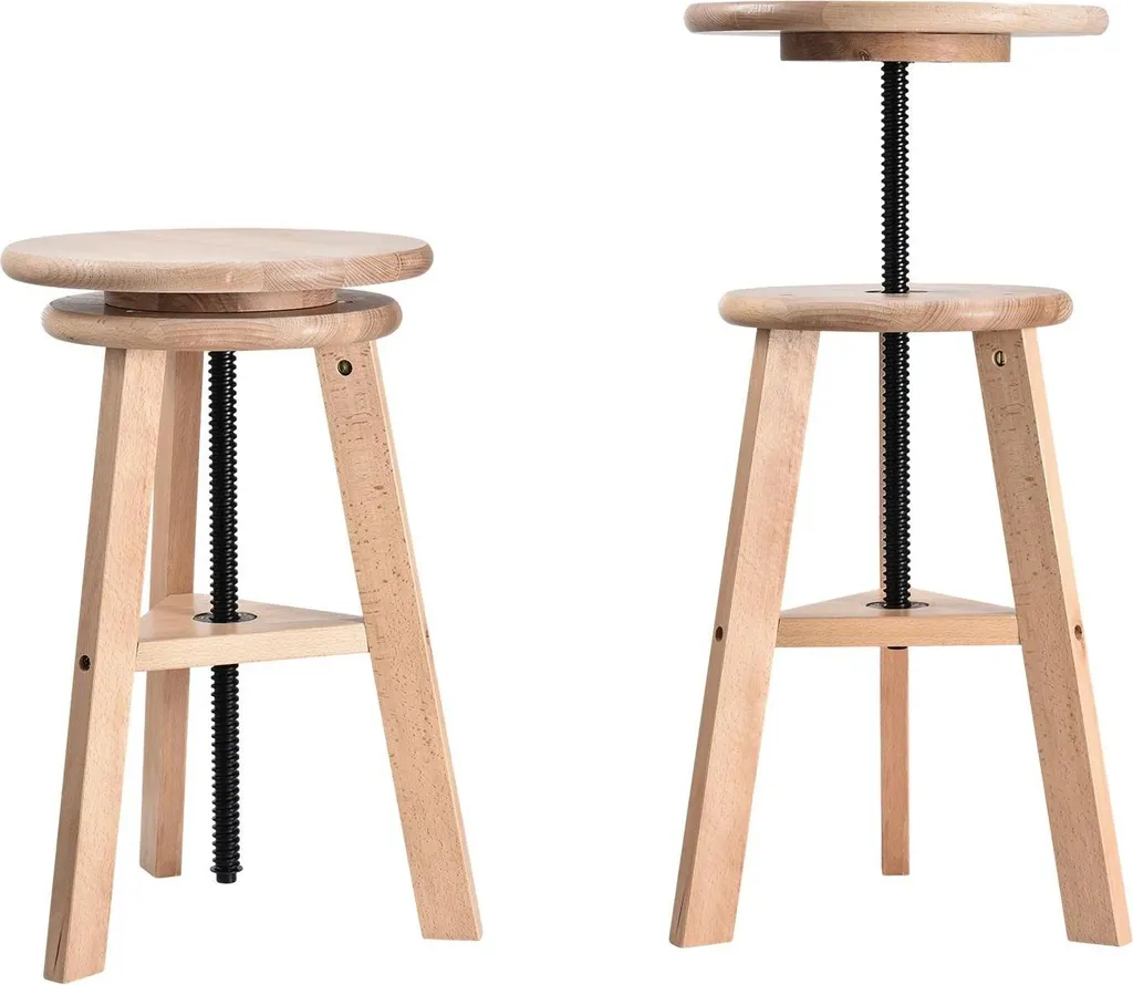 Sgabello da artista - Sgabello in legno regolabile in altezza - Altezza 48-65 cm - Non imbottito - Da montare autonomamente - Per tavolo da disegno e studio