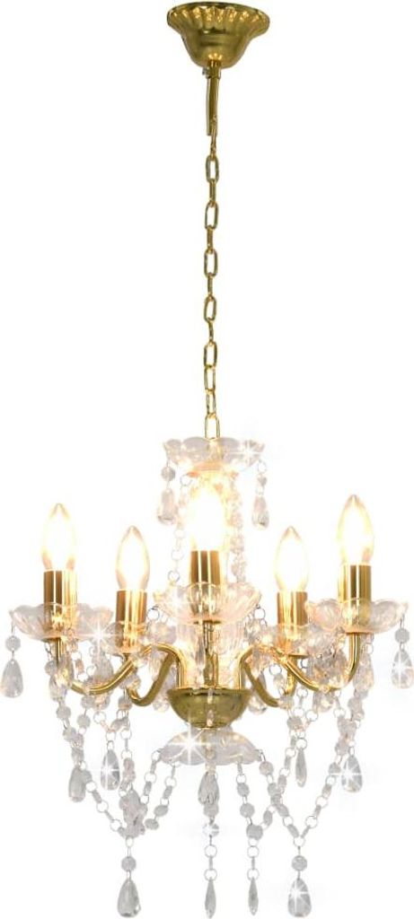 vidaXL Kronleuchter mit Perlen Golden Rund 5×E14 Produktbild 