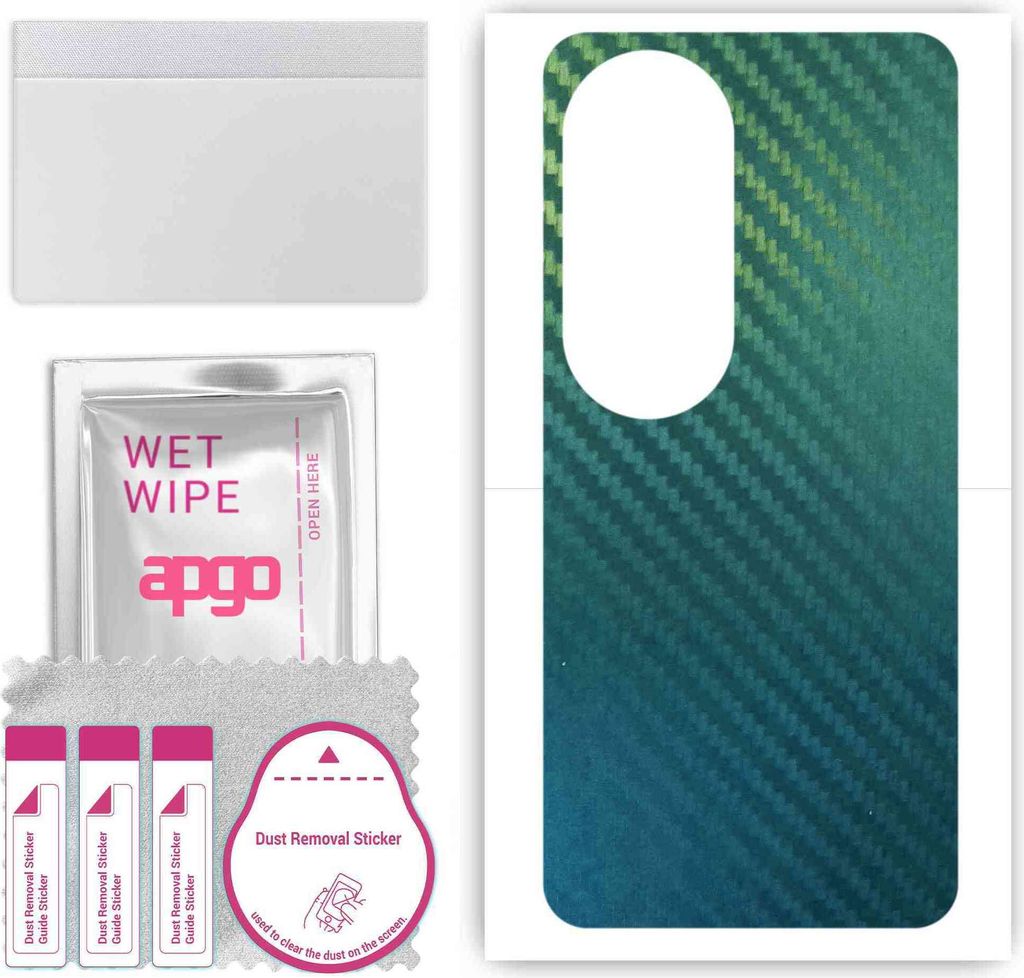 apgo Rückseite Schutzfolie, Skin, kompatibel mit Oppo Reno 10 Pro+, Hinten Displayschutzfolie aus Vinylfolie, kratzfest, einfache Montage - Kohlen...