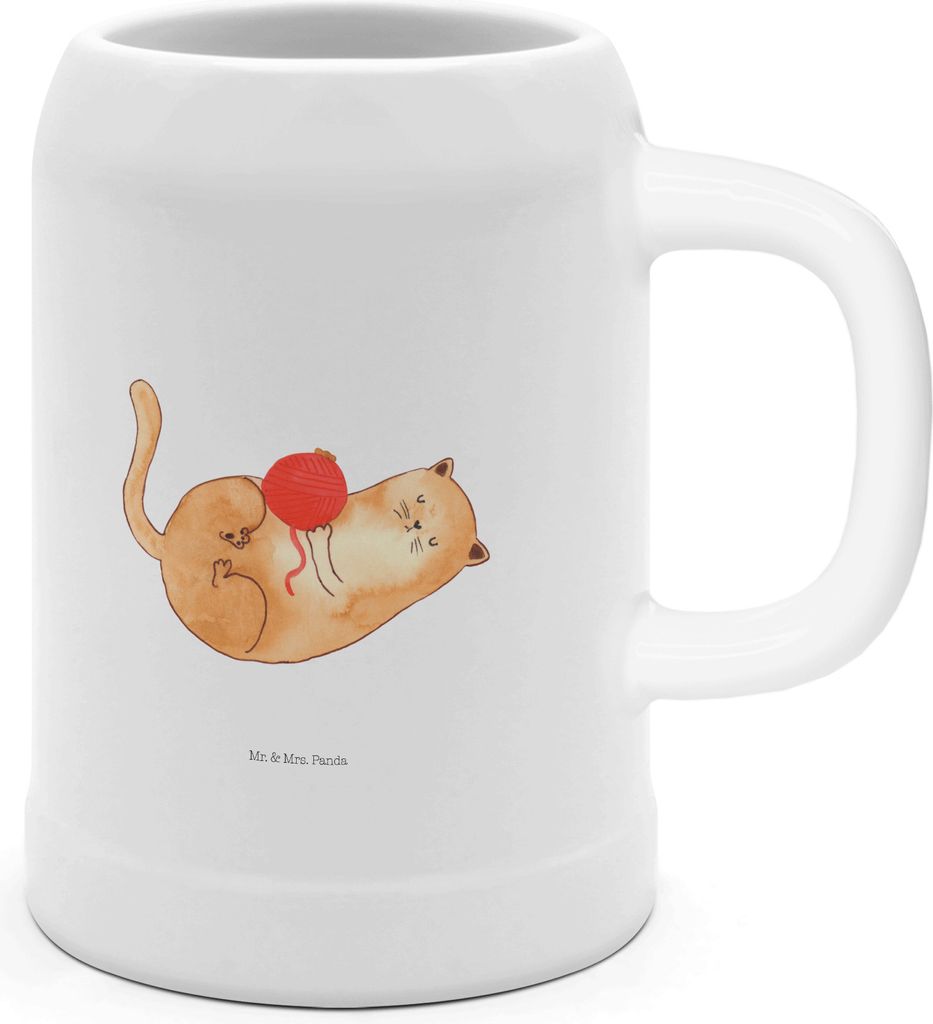 Mr. & Mrs. Panda Seidel Katze Wolle - Weiß - Geschenk, Mieze, Humpen, Steinbierkrug, Steingutkrug, Putzig, Krug, Cats, Steinkrug, Spielen