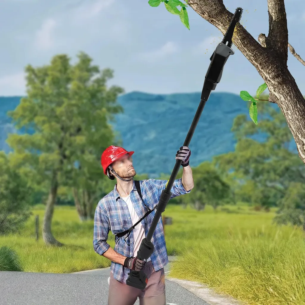 Élagueuse sur perche pour entretien des arbres avec batterie et moteur 552W
