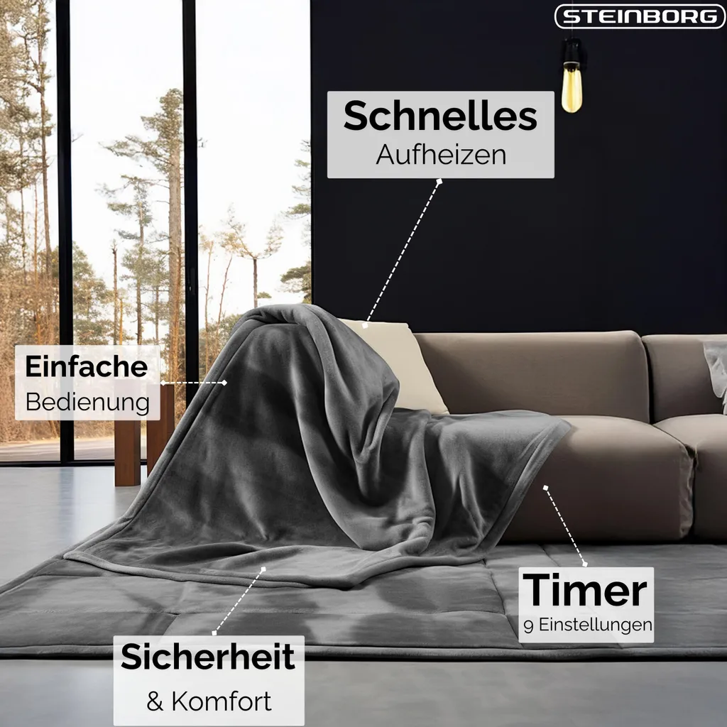 Coperta Termica Steinborg 180x130 | 160W Potenza e Timer Sicurezza - 6