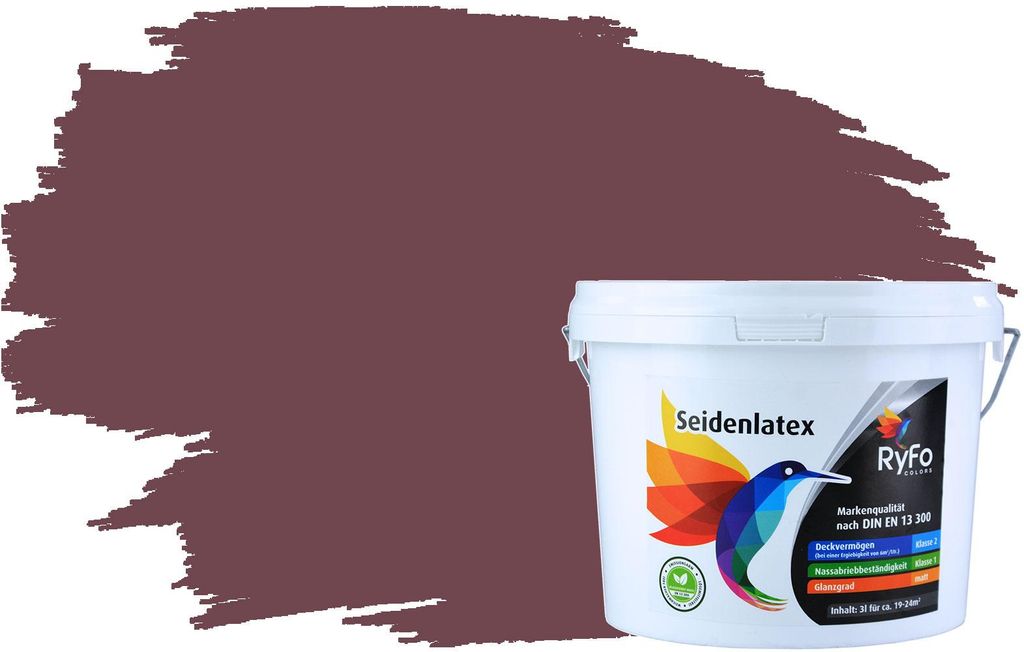 RyFo Colors Seidenlatex Trend Violetttöne Bordeauxbraun 3l - bunte Innenfarbe, weitere Violett Farbtöne und Größen erhältlich