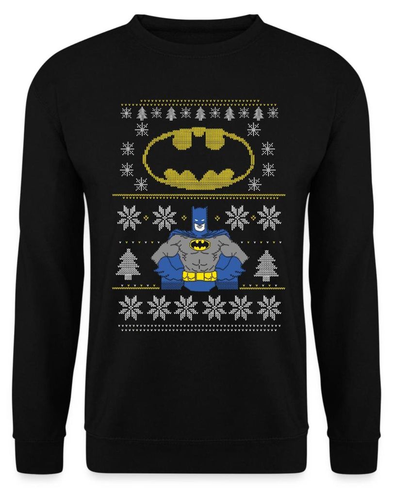 Spreadshirt DC Comics Batman Ugly Christmas Uni Pullover, XXL, Schwarz