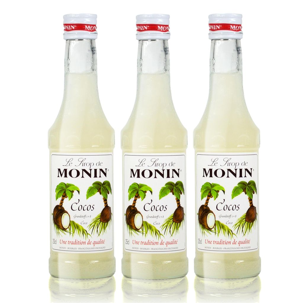3x Monin Cocos Sirup, 250 ml Flasche Produktbild 