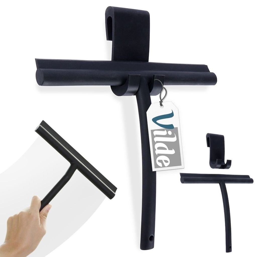 Vilde Fensterabzieher Wasserabzieher Wasserschieber mit Halterung aus Silikon schwarz