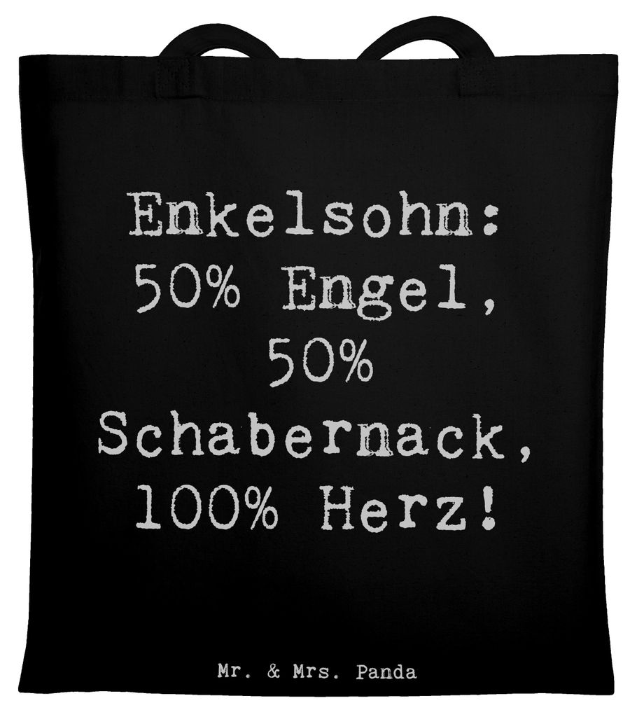 Mr. & Mrs. Panda Schultasche Spruch Enkelsohn Herz - Schwarz - Geschenk, Liebe, dokumententasche, Laptoptasche, Beziehung, Lächeln, Tote Bag, Tasc...