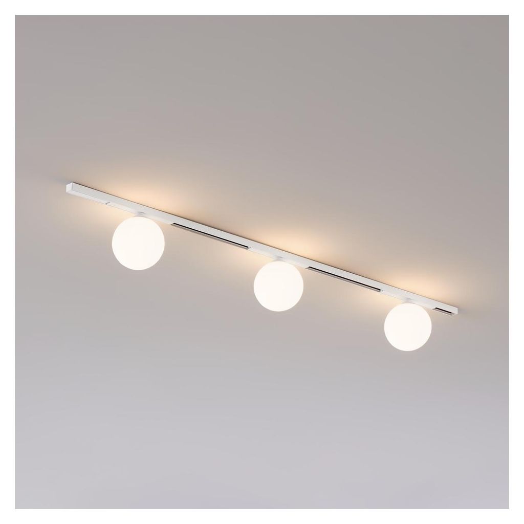 Weiße Magnetschiene 1 m mit 3 LED-Glaskugeln 9W - Externer Transformator - Lyne