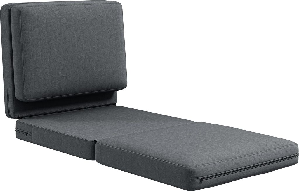 Faltbarer Bodensitzsack mit Kissen - Verstellbares Sitzmöbel für Wohnzimmer, Gästezimmer, Büro - 75x268x18 cm Dunkelgrau