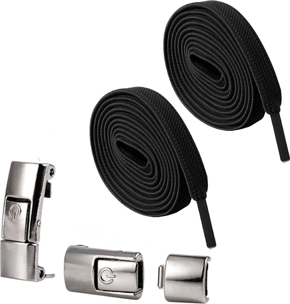 2 Stück Schnürsenkel ohne Binden, strapazierfähig, Schnellverschluss, Druckverschluss, faule Schnürsenkel mit Metallschnalle für Kinder, Erwac...