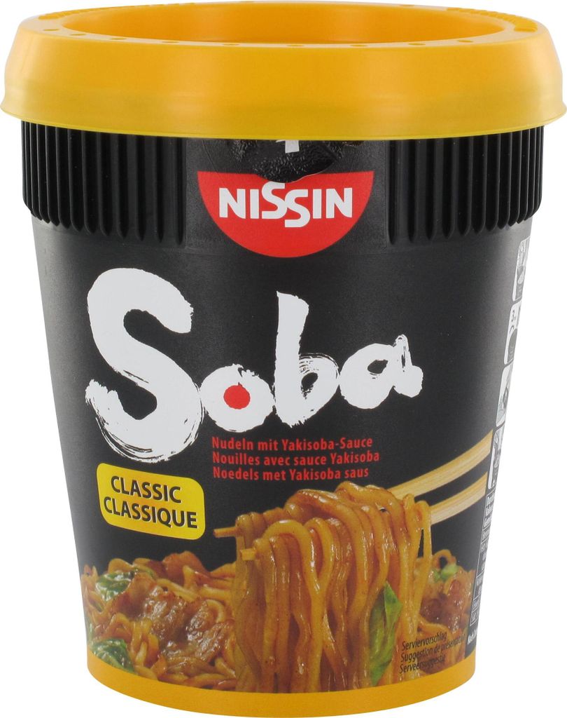 NISSIN CUP Soba Nudeln - 12 Tassen Sortiert (Klassisch, Teriyaki, Huhn, Chili, Curry...), Japanisch