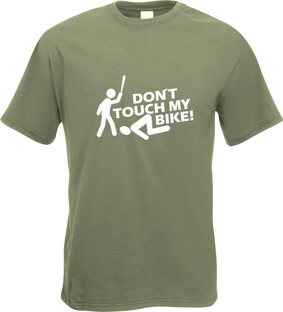 Kiwistar - T-Shirt - Olive - Dont Touch My Bike! Motiv2 Motiv Bedruckt Funshirt Design Print - mit Motiv Bedruckt - Funshirt Design - Sport - Freiz...