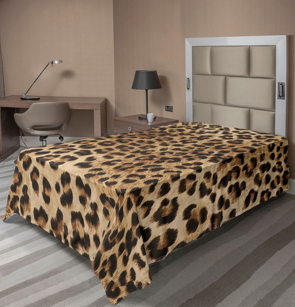 ABAKUHAUS Leopard-Druck Bettlaken, Haut-Muster einer wilden afrikanischen Safari Tier leistungsstarke Panthera große Katze, weiches bequemes obere...