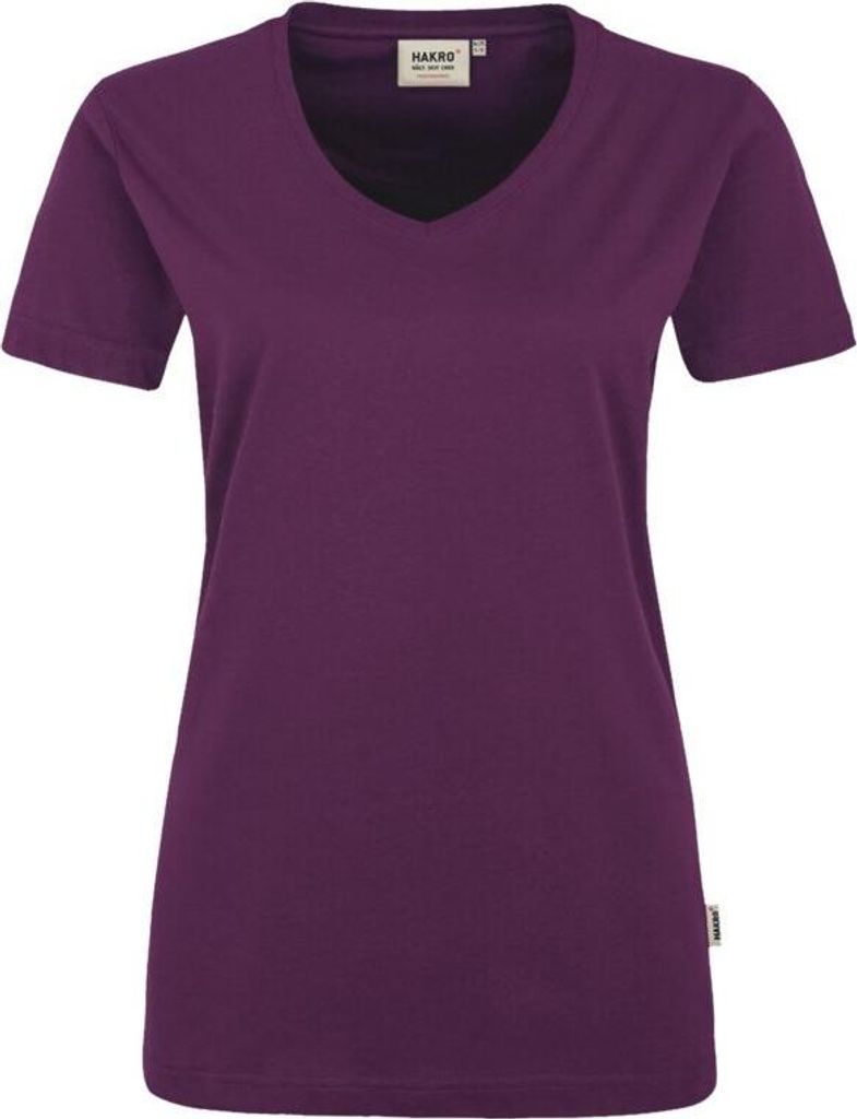 HAKRO V-T-Shirt Mikralinar Damen #181 Gr. S aubergine