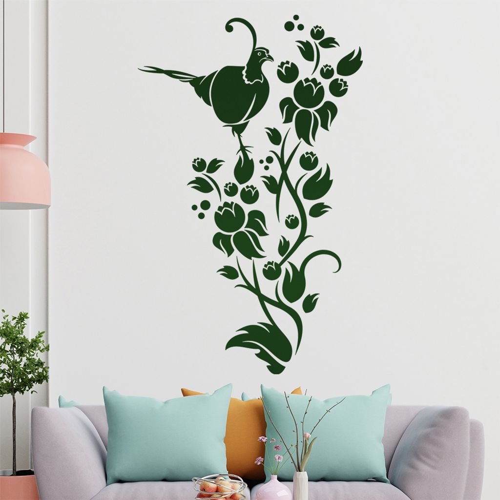 Fasan Ranke Tribal Wandtattoo in 6 Größen - Wandaufkleber Wall Sticker - Dekoration, Küche, Wohnzimmer, Schlafzimmer, Badezimmer