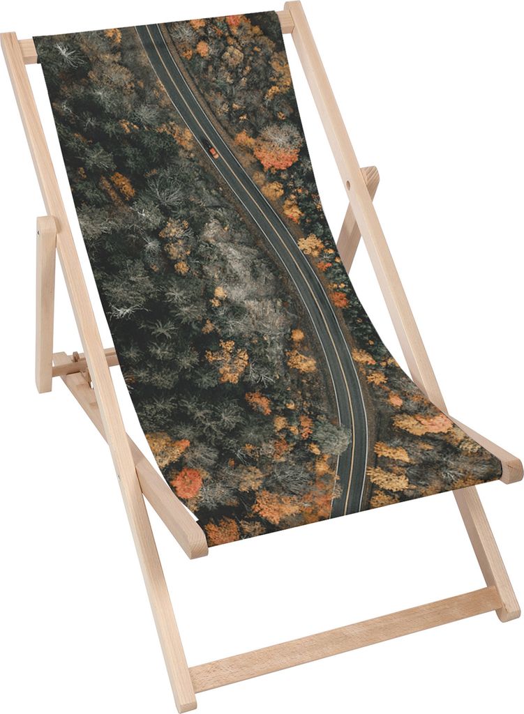Dreamroots Liegestuhl klappbar Holz, Buchenholz bis zu 130 kg, Sonnenliege klappbar mit 3-stufiger Neigungsregulierung der Rückenlehne, Winding Road