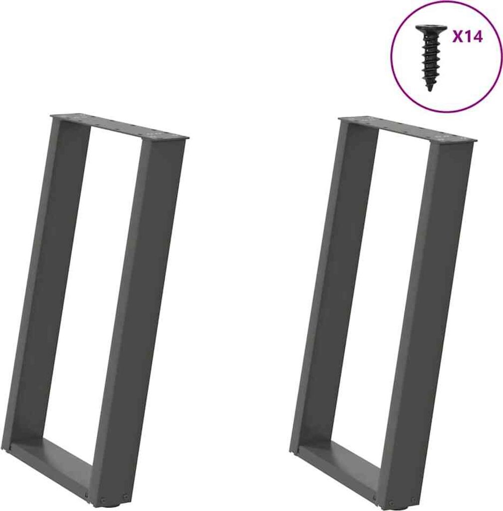 Esstischbeine U-Form 2 Stk. Anthrazit 60x(72-73) cm Stahl