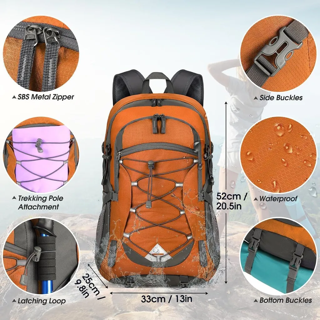 Sac à dos de randonnée 40L avec textile étanche et structure pliable - 4