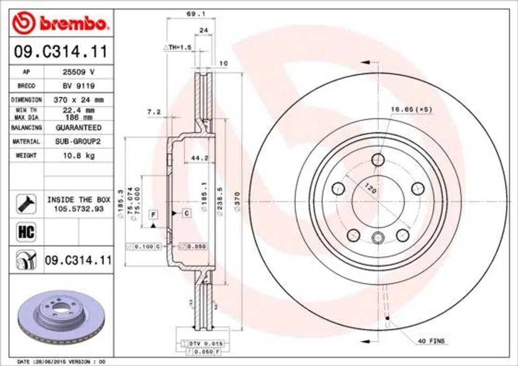 Disque de Frein Brembo 09.C314.11 : Fini les Vibrations sur BMW Série 5