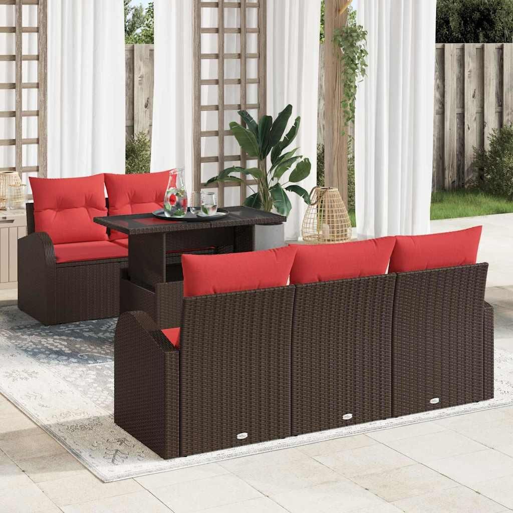 Möbel Gartensofa-set mit Kissen mit Speicher 6 pcs Braun Poly RattanGartensofas - Gartensofas c123
