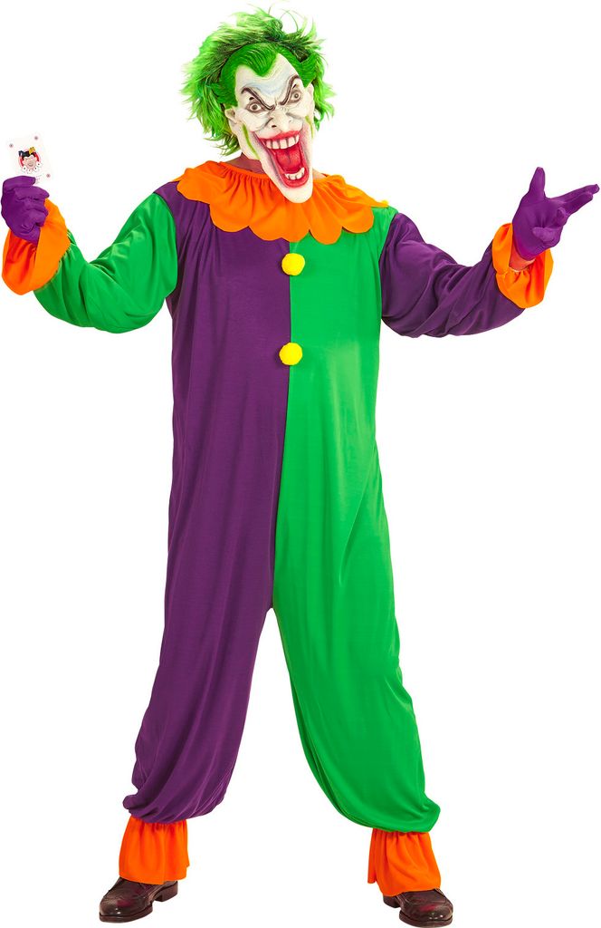 Evil Joker Paars-Grün Herren Kostüm S
