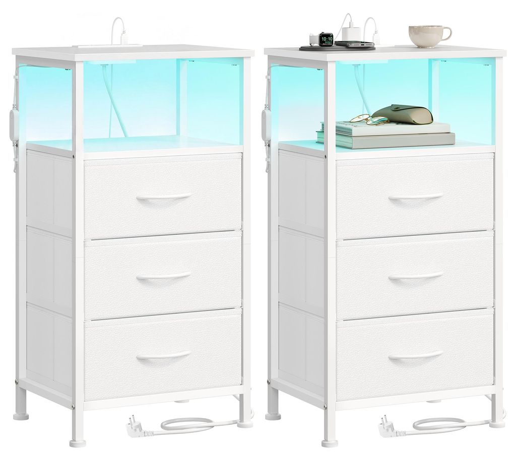 SONGMICS Nachttisch mit LED-Beleuchtung und Ladestation, Produktbild 