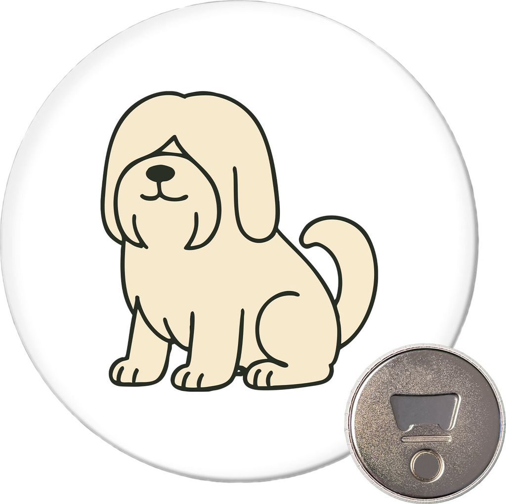 Huuraa Magnet Lhasa Apso Comic Lhasie 59mm Kühlschrankmagnet rund Flaschenöffner Geschenkidee