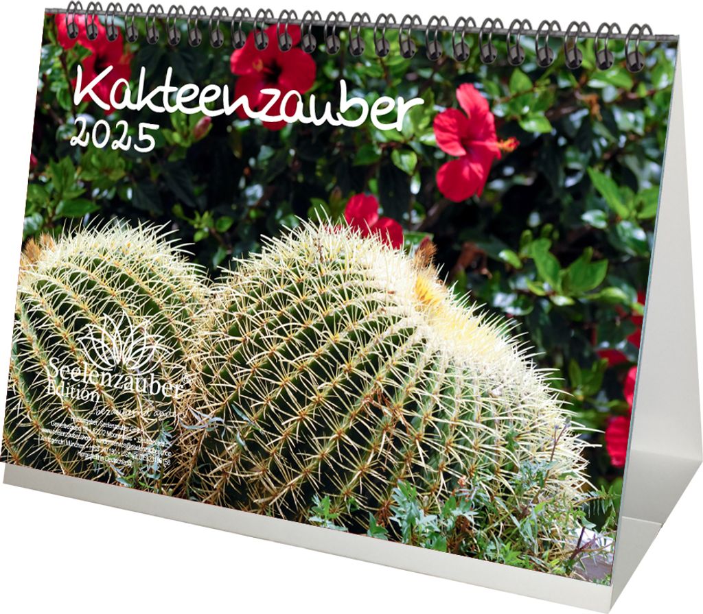 Kakteenzauber DIN A5 Tischkalender für 2025 Kakteen und Blüten - Seelenzauber