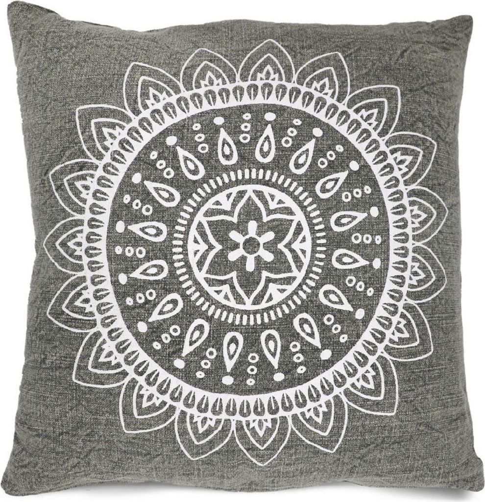 Sizo handgefertigtes Kissen Mandala 45 x 45 cm - Grau Produktbild 