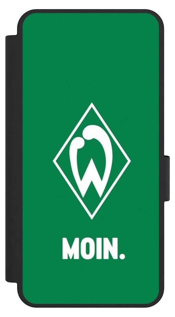 NIVOCASE Klapphülle für Samsung Galaxy S25 Edge Handyhülle aus Kunst Leder NIVOflip schwarz Moin Offizielles Lizenzprodukt SV Werder Bremen