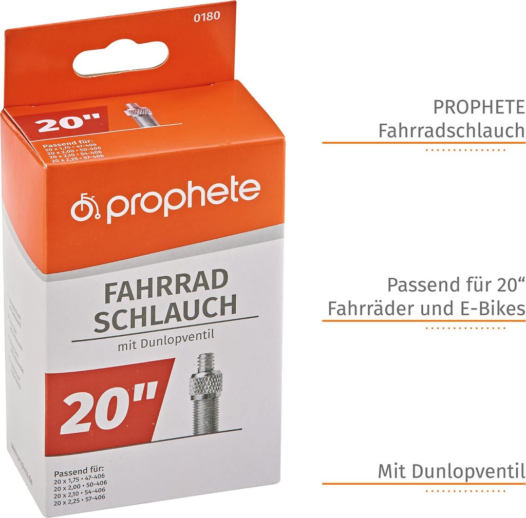 Prophete 0180 Fahrradschlauch 20 x 1,75 - 2,125 (47-57-406) Produktbild 