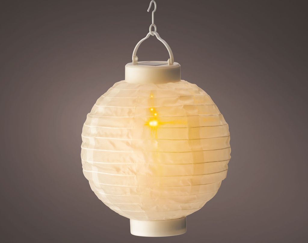 Lumineo Solar Laterne Nylon Flammeneffekt Ø20xH23cm-12L Produktbild 