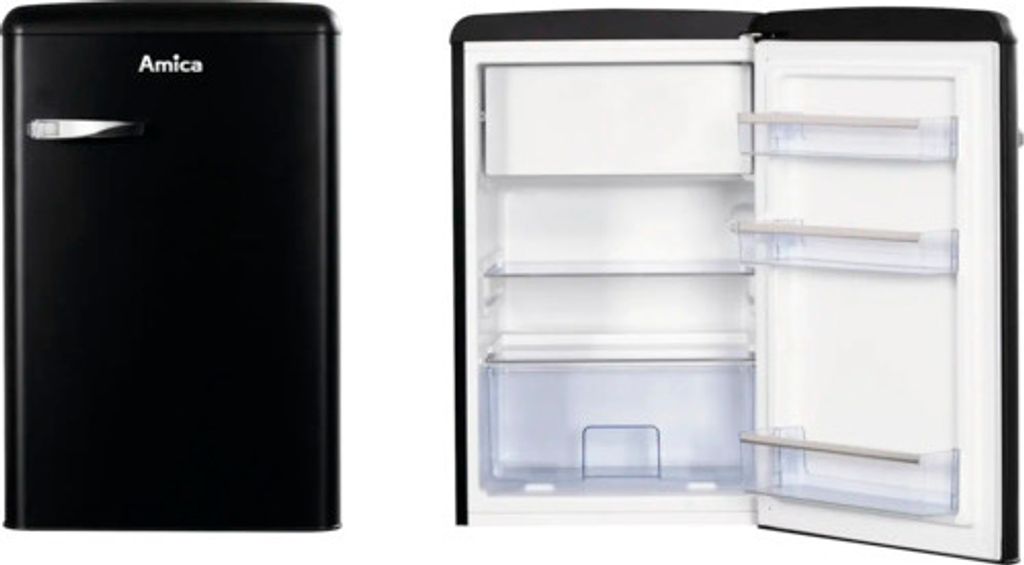 Amica - KS 15617 MS - Kühlschrank - Retro Desing - Schwarz Produktbild 1