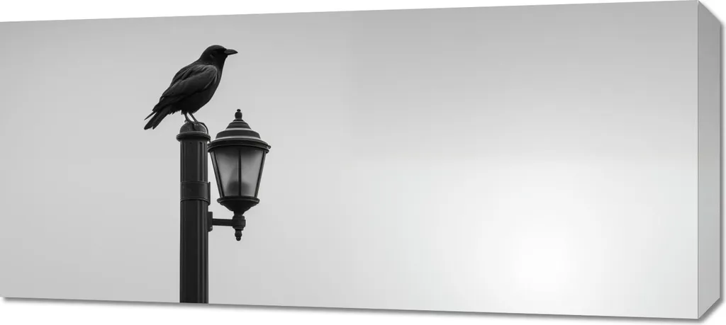 Tableau Image 90x40 cm Repos Solitaire d'un Corbeau - Décoration Murale